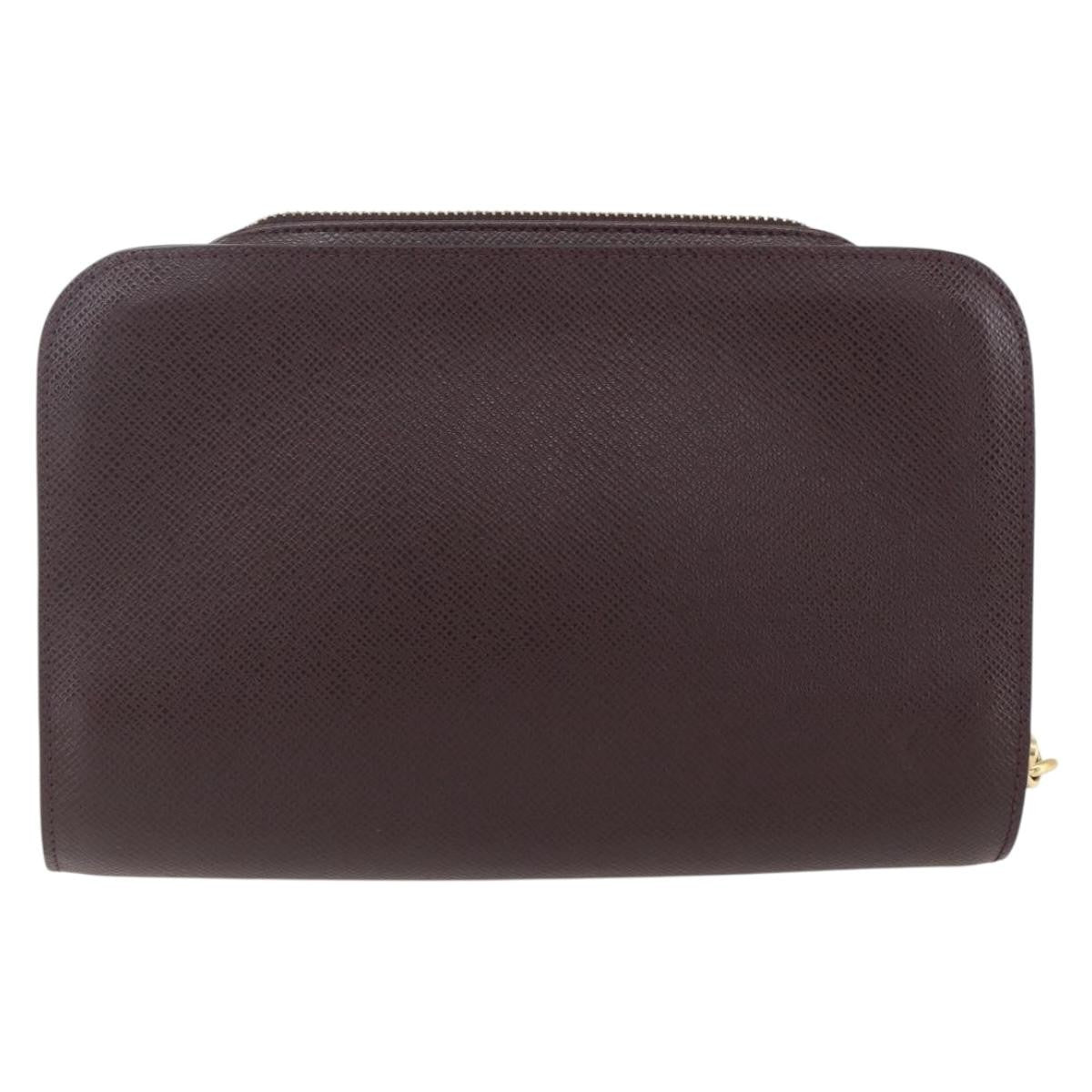 Louis Vuitton Pochette Baikal Clutch Taiga Leather Brown Leather Clutche & Pouche Bag