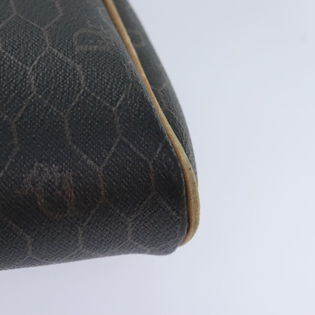 Christian Dior Vintage Honeycomb Zip Pouch Canvas And Leather Black Canvas Clutche & Pouche Bag (Pre-Owned)