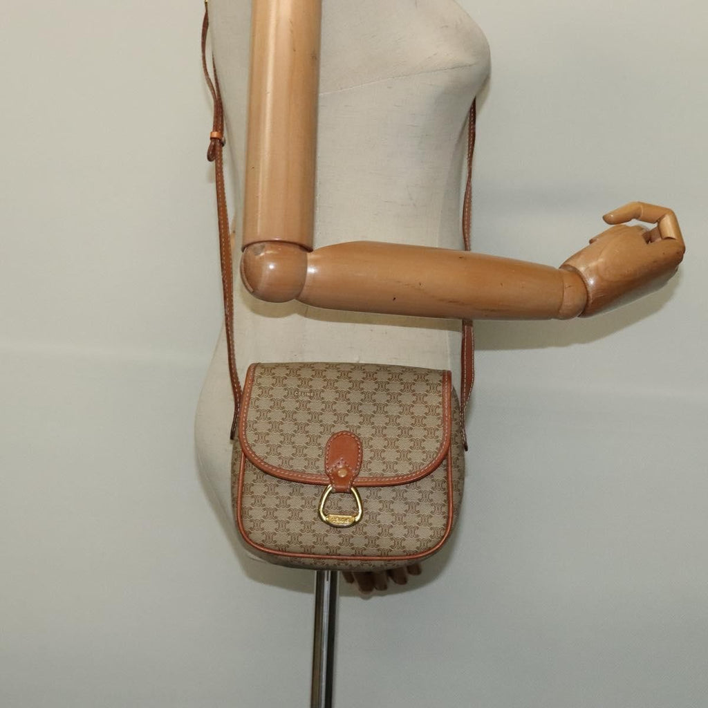 Celine Vintage Macadam Shoulder Bag Canvas Beige Canvas Bag
