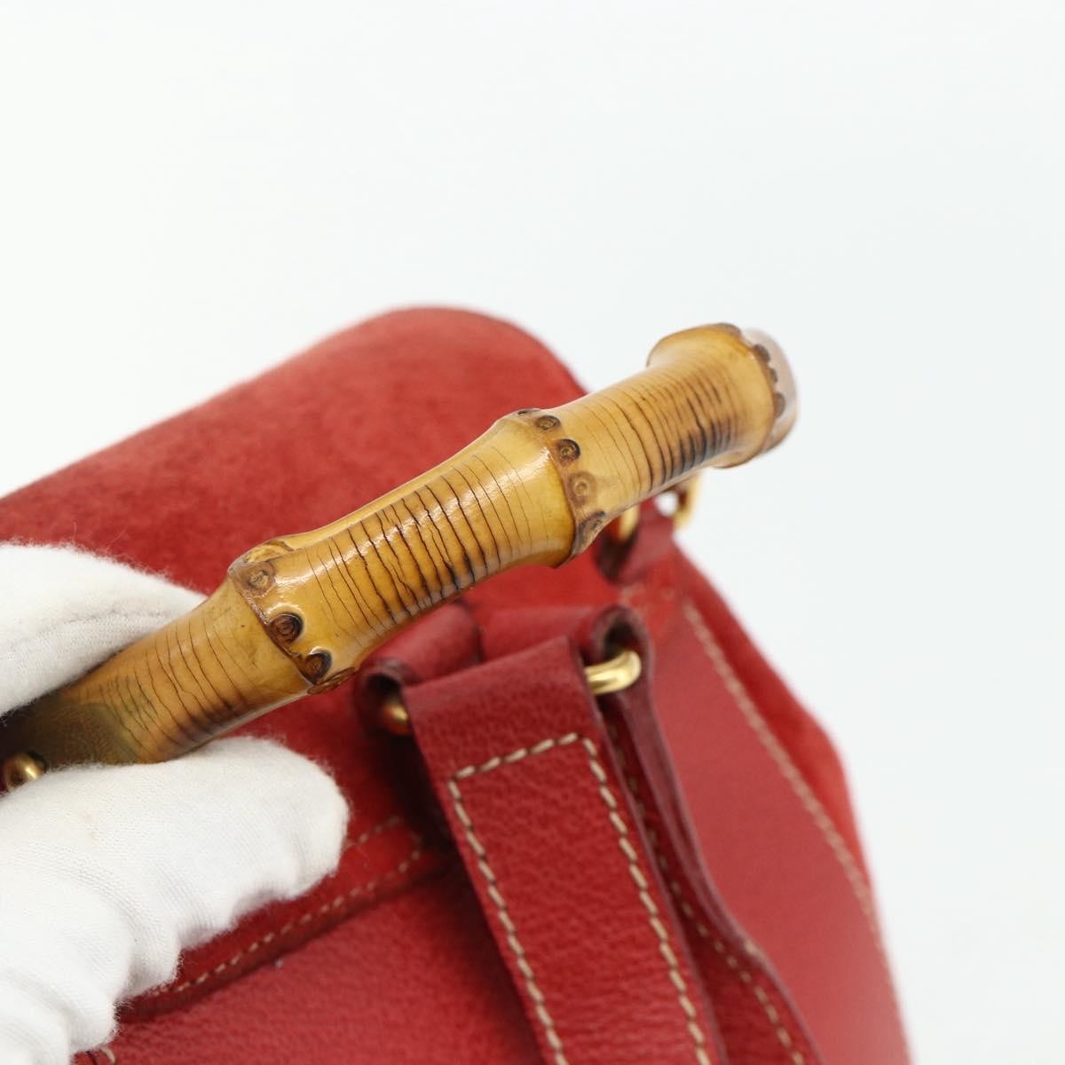 Gucci Gucci Bamboo Backpack Daim Red Suede Backpack Bag (Pre-Owned)