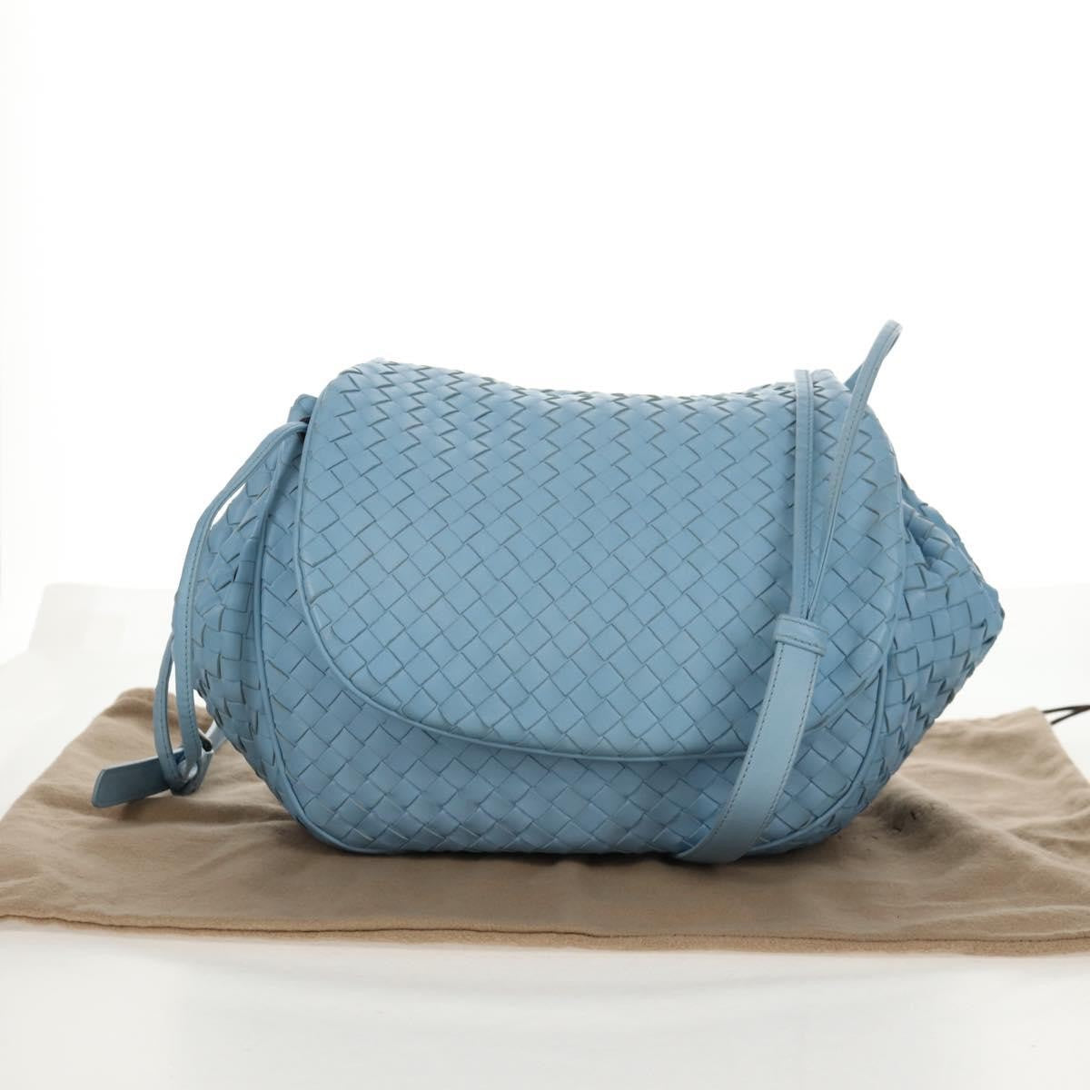 Bottega Veneta Intrecciato Shoulder Bag Leather Blue Leather Shoulder Bag Bag