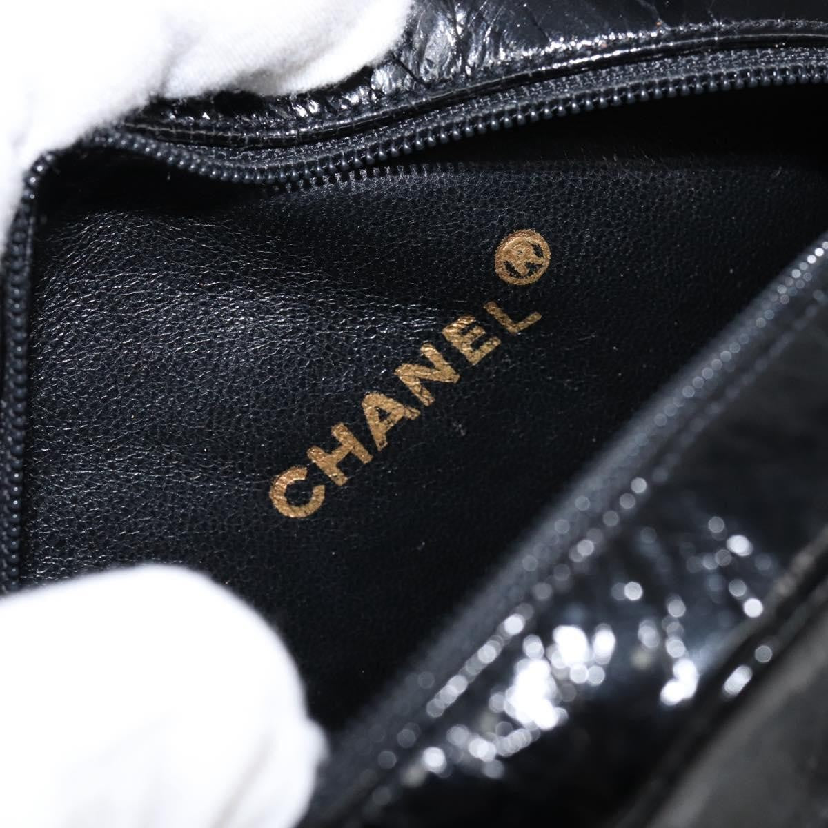 Chanel Vintage Camellia Round Evening Bag Lambskin And Satin Black Patent_Leather Clutche & Pouche Bag