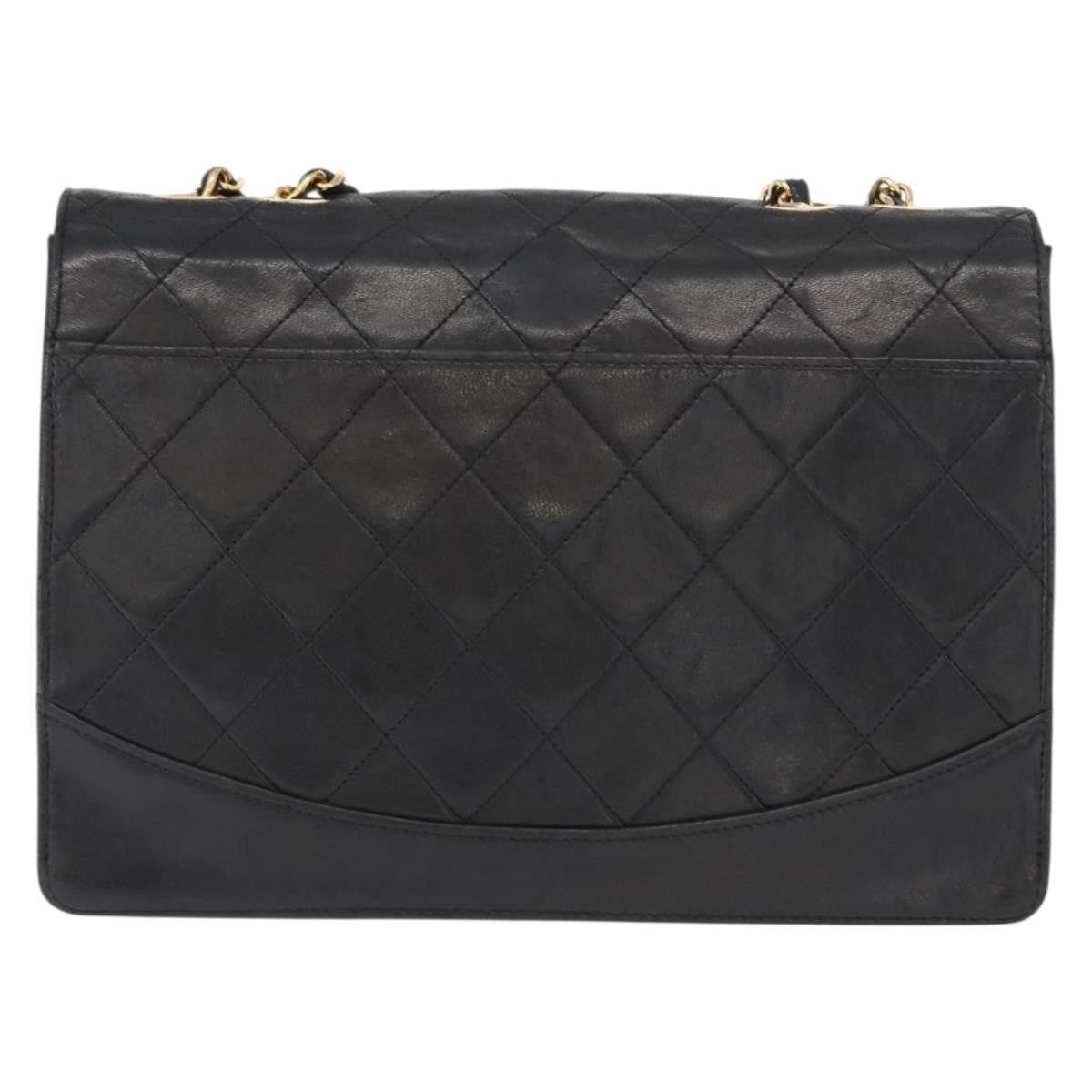 Chanel Vintage Mademoiselle Lock Trapezoid Flap Bag Quilted Lambskin Black Leather Shoulder Bag Bag