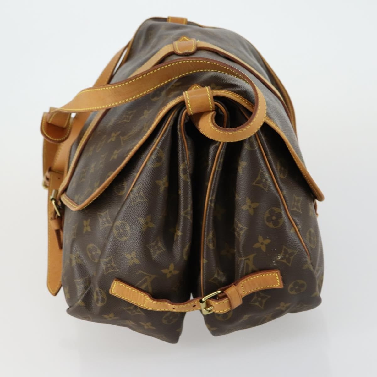 Louis Vuitton Saumur Handbag Monogram Canvas Brown Canvas Shoulder Bag