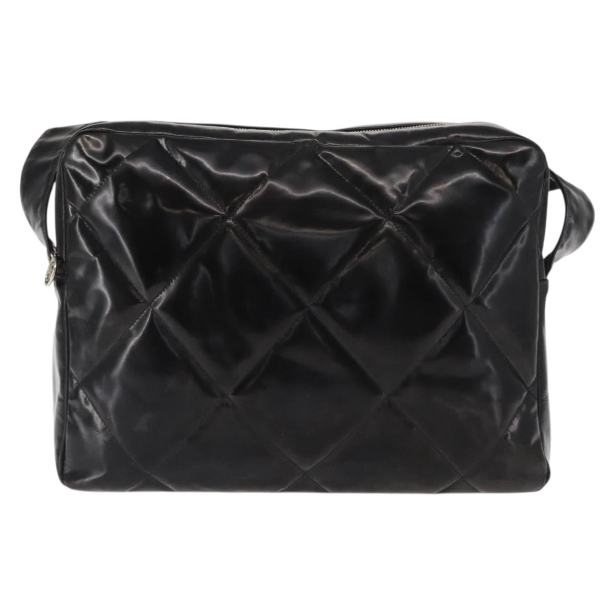 Chanel Vintage Shoulder Bag Enamel Black Patent_Leather Shoulder Bag Bag