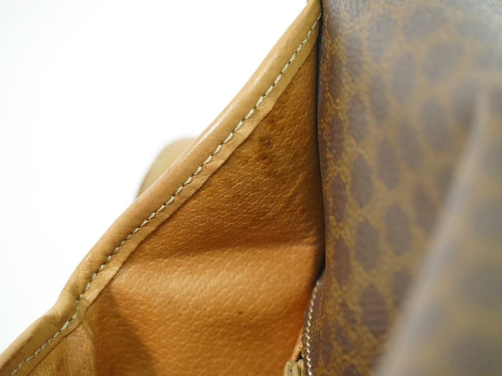 Celine Vintage Macadam Shoulder Bag Canvas And Leather Brown Canvas Shoulder Bag Bag