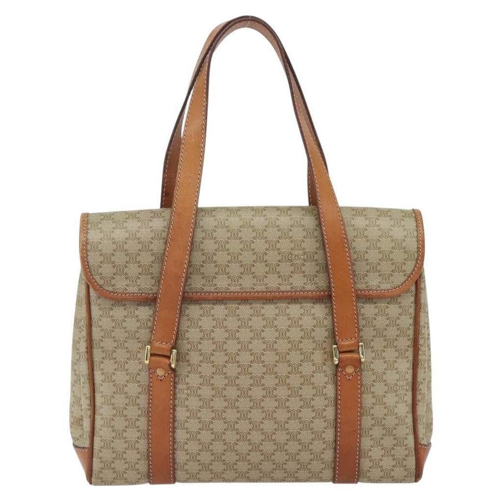 Celine Vintage Macadam Handbag Canvas And Leather Beige Canvas Handbag