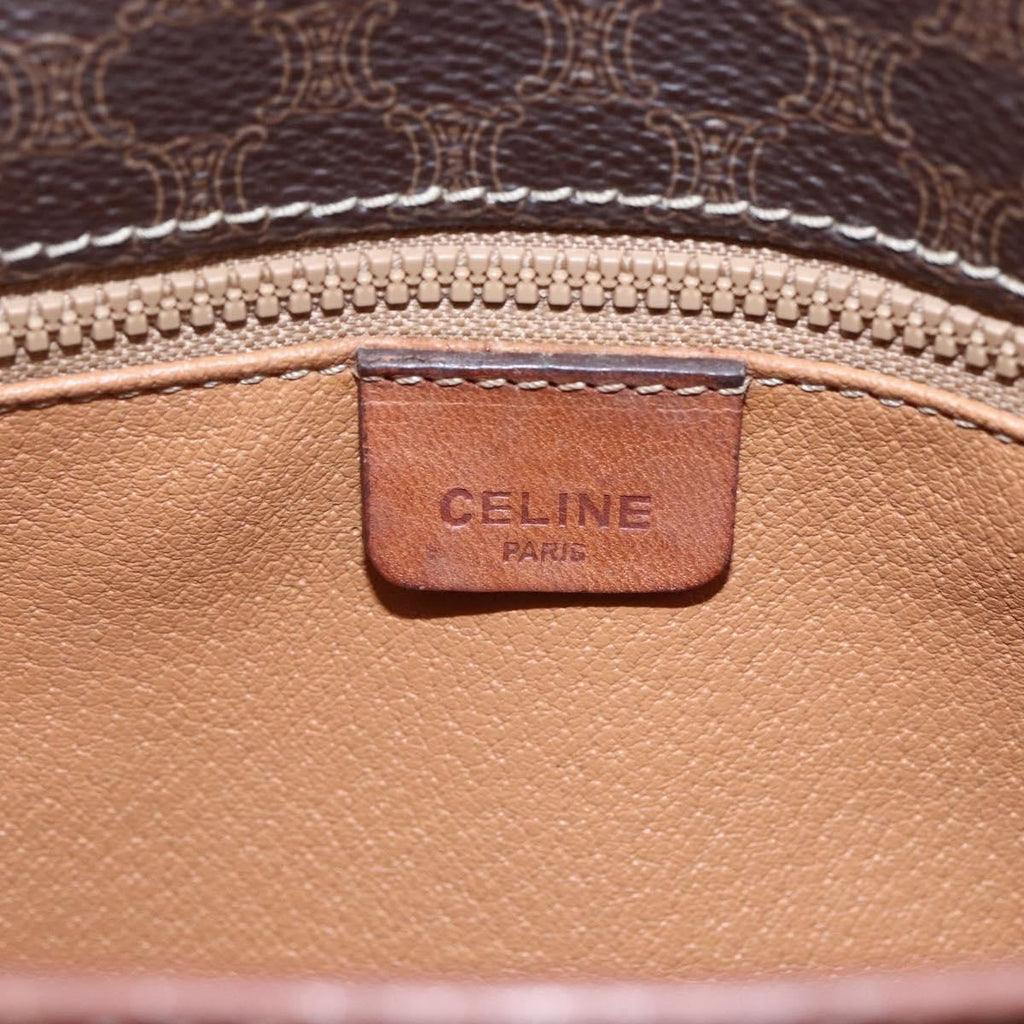 Celine Flap Shoulder Bag Canvas Brown Canvas Shoulder Bag Bag