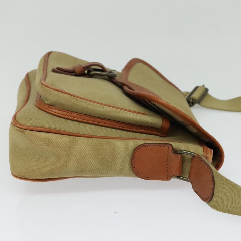 Burberry Front Pocket Messenger Bag Canvas Beige Canvas Shoulder Bag