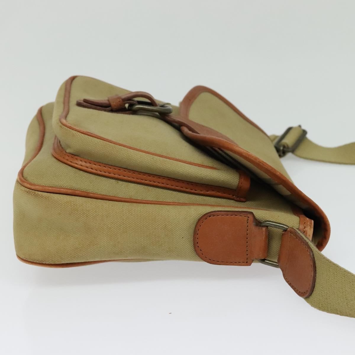 Burberry Front Pocket Messenger Bag Canvas Beige Canvas Shoulder Bag