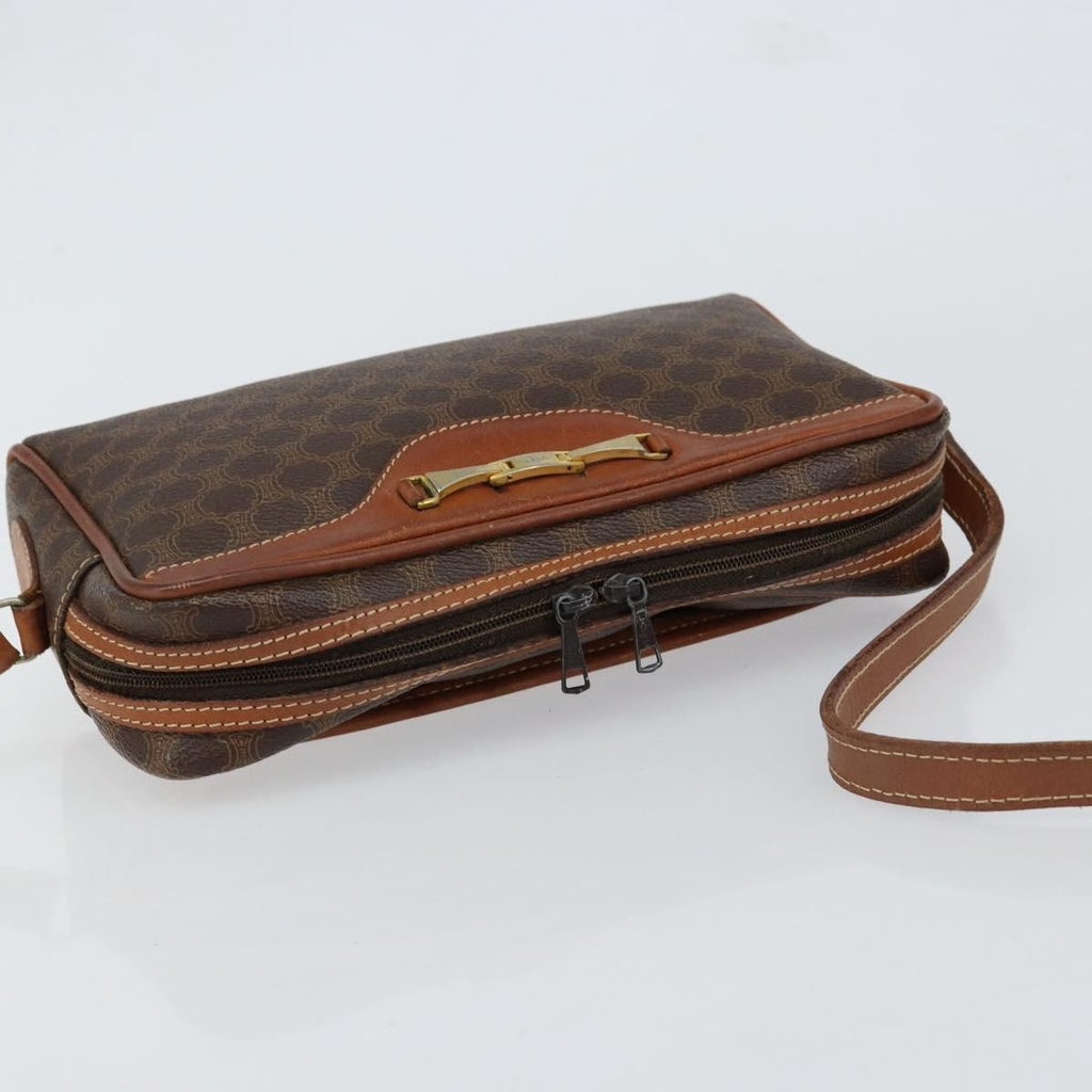 Celine Vintage Macadam Shoulder Bag Canvas And Leather Brown Canvas Shoulder Bag Bag