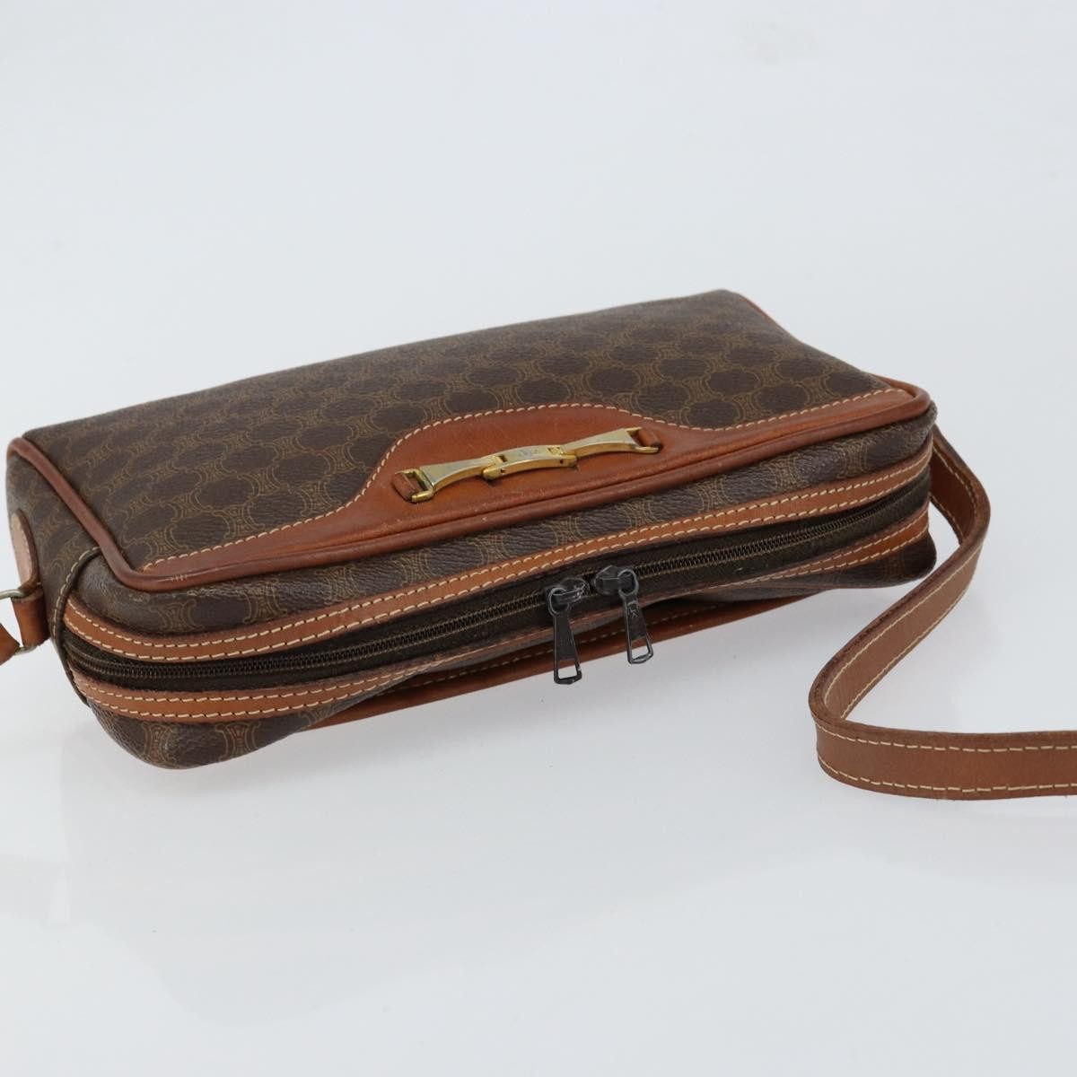 Celine Vintage Macadam Shoulder Bag Canvas And Leather Brown Canvas Shoulder Bag Bag