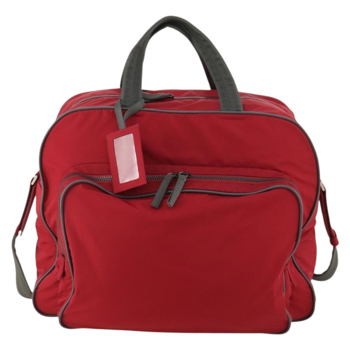 Prada Sport Line Boston Bag Nylon Red Nylon Travel Bag Bag