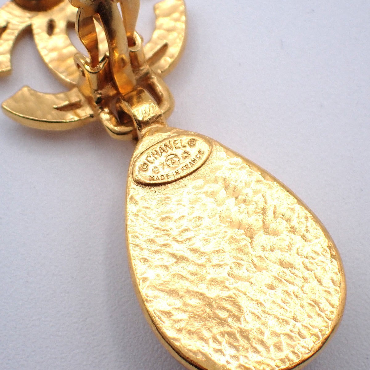 Chanel Cc Teardrop Earrings Metal With Faux Pearl Gold Gold_Plated Earrings Jewelry