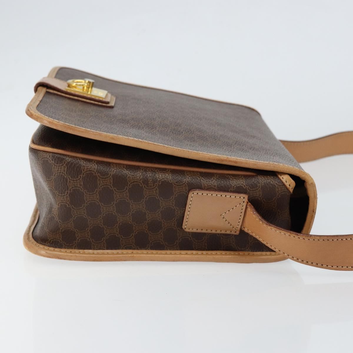 Celine Vintage Macadam Shoulder Bag Canvas And Leather Brown Canvas Shoulder Bag Bag