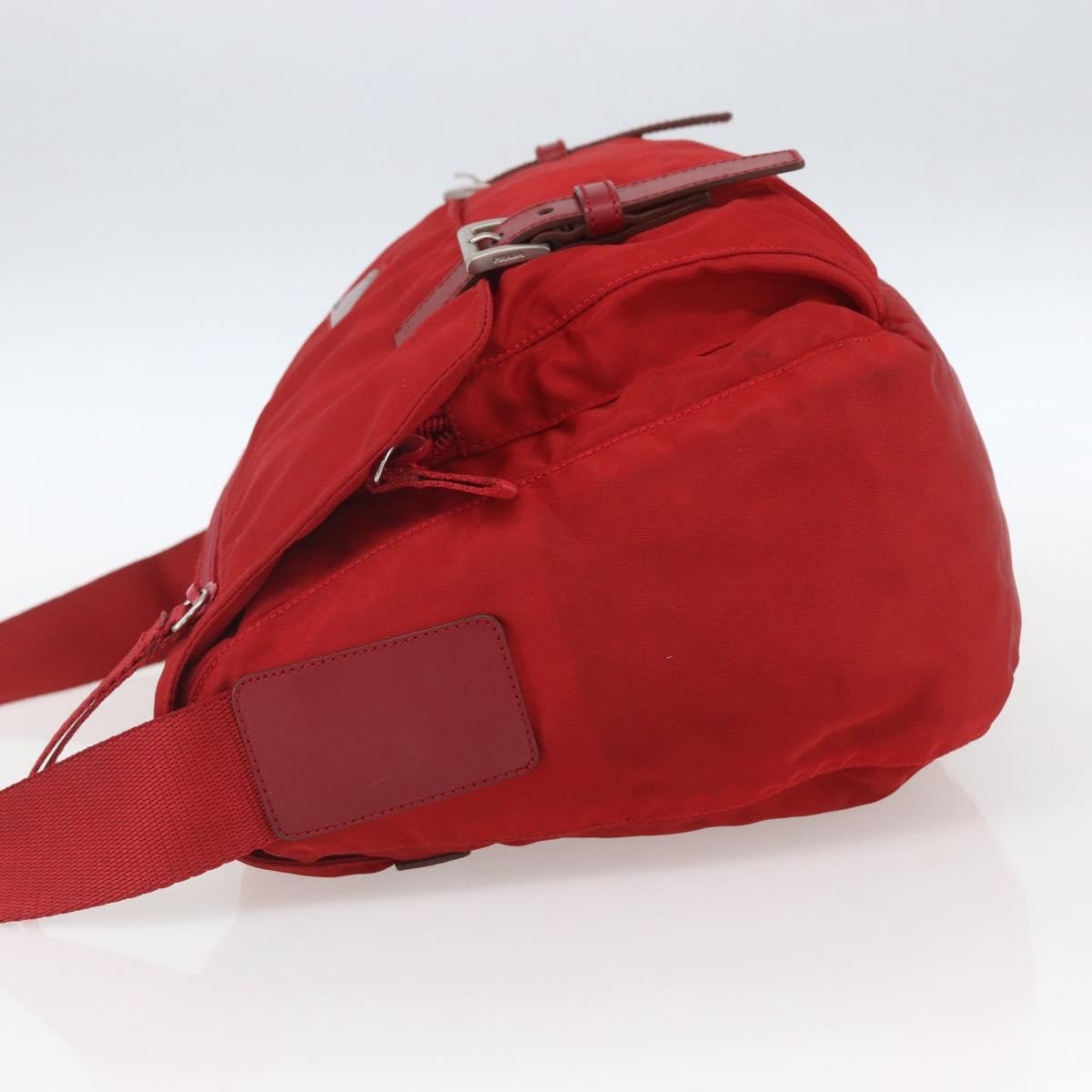 Prada Zip Buckle Messenger Bag Tessuto Red Nylon Shoulder Bag Bag