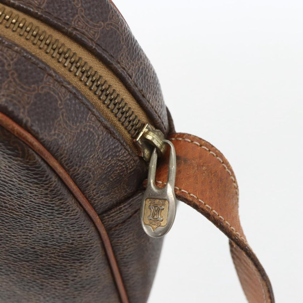 Celine Vintage Macadam Shoulder Bag Canvas And Leather Brown Canvas Shoulder Bag Bag