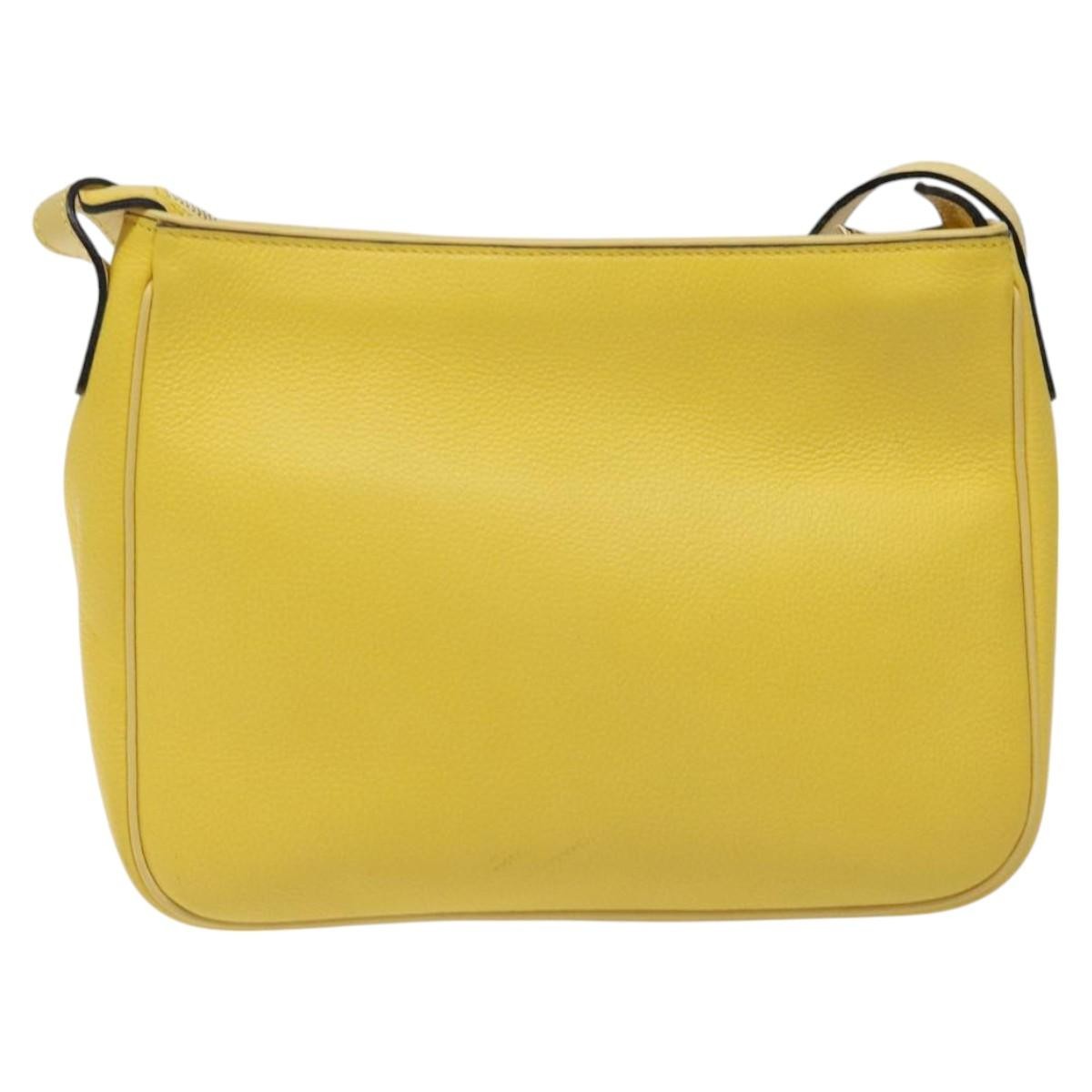 Celine Vintage Shoulder Bag Leather Yellow Leather Shoulder Bag Bag