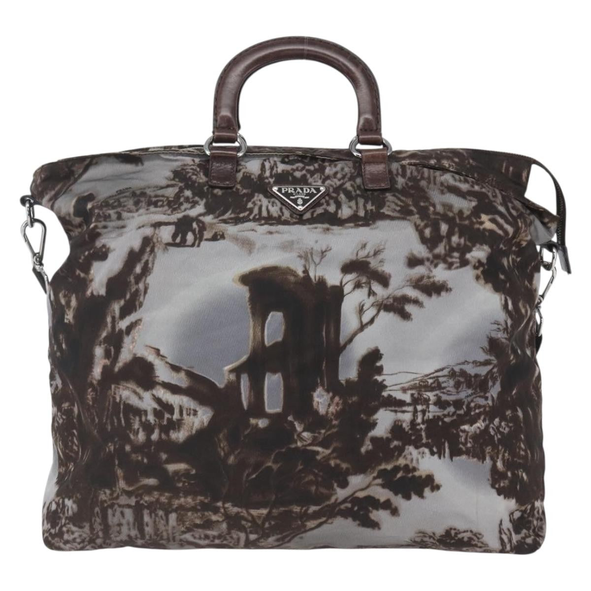 Prada Convertible Tote Printed Tessuto Brown Nylon Tote Bag Bag