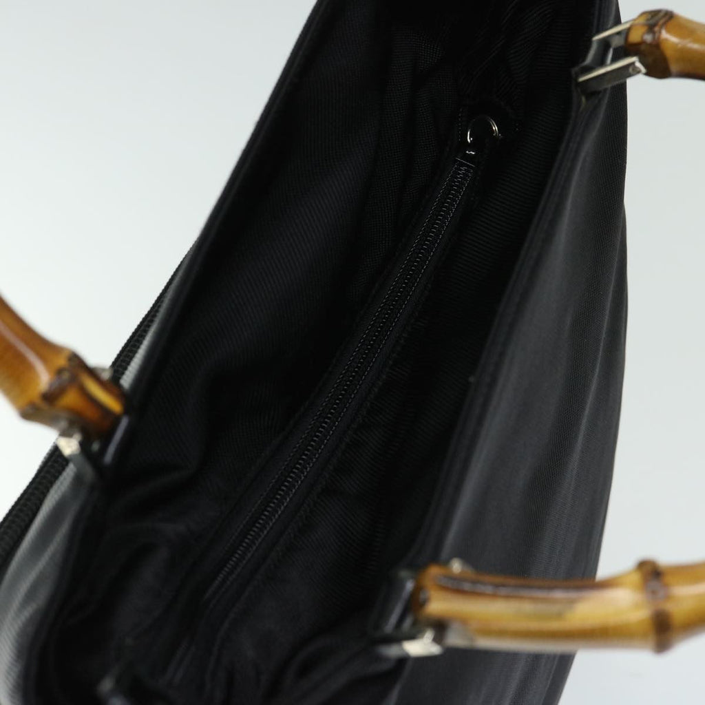 Gucci Vintage Bamboo Handle Bag Nylon Black Nylon Tote Bag Bag (Pre-Owned)