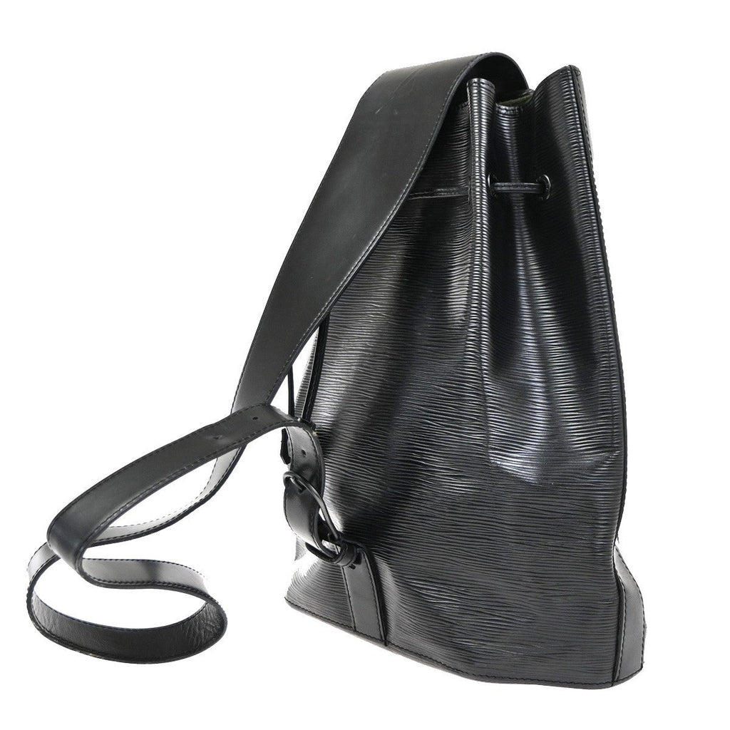 Louis Vuitton Sac A Dos Drawstring Backpack Epi Leather Black Leather Backpack Bag