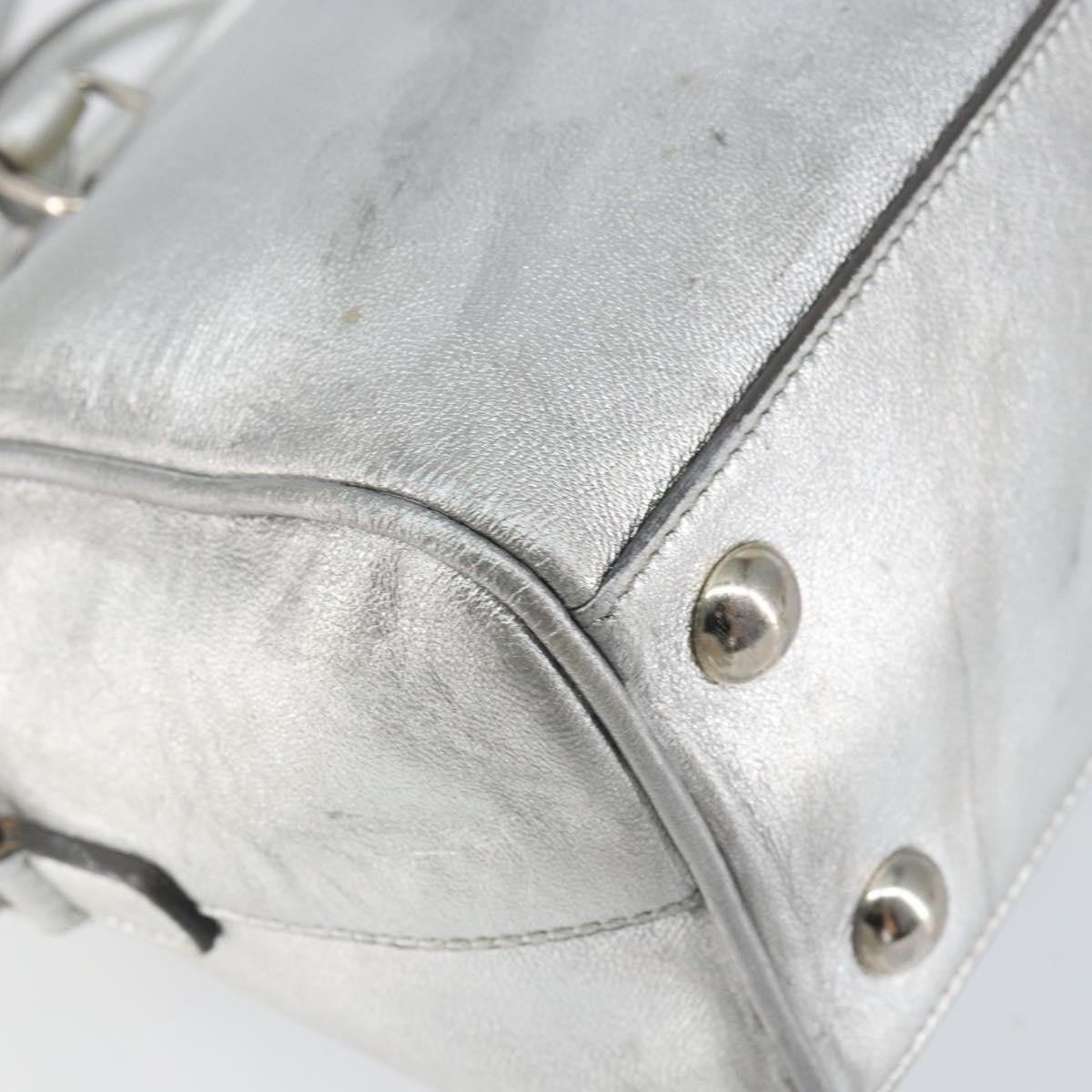 Saint Laurent Classic Duffle Bag Leather Silver Leather Handbag (Pre-Owned)