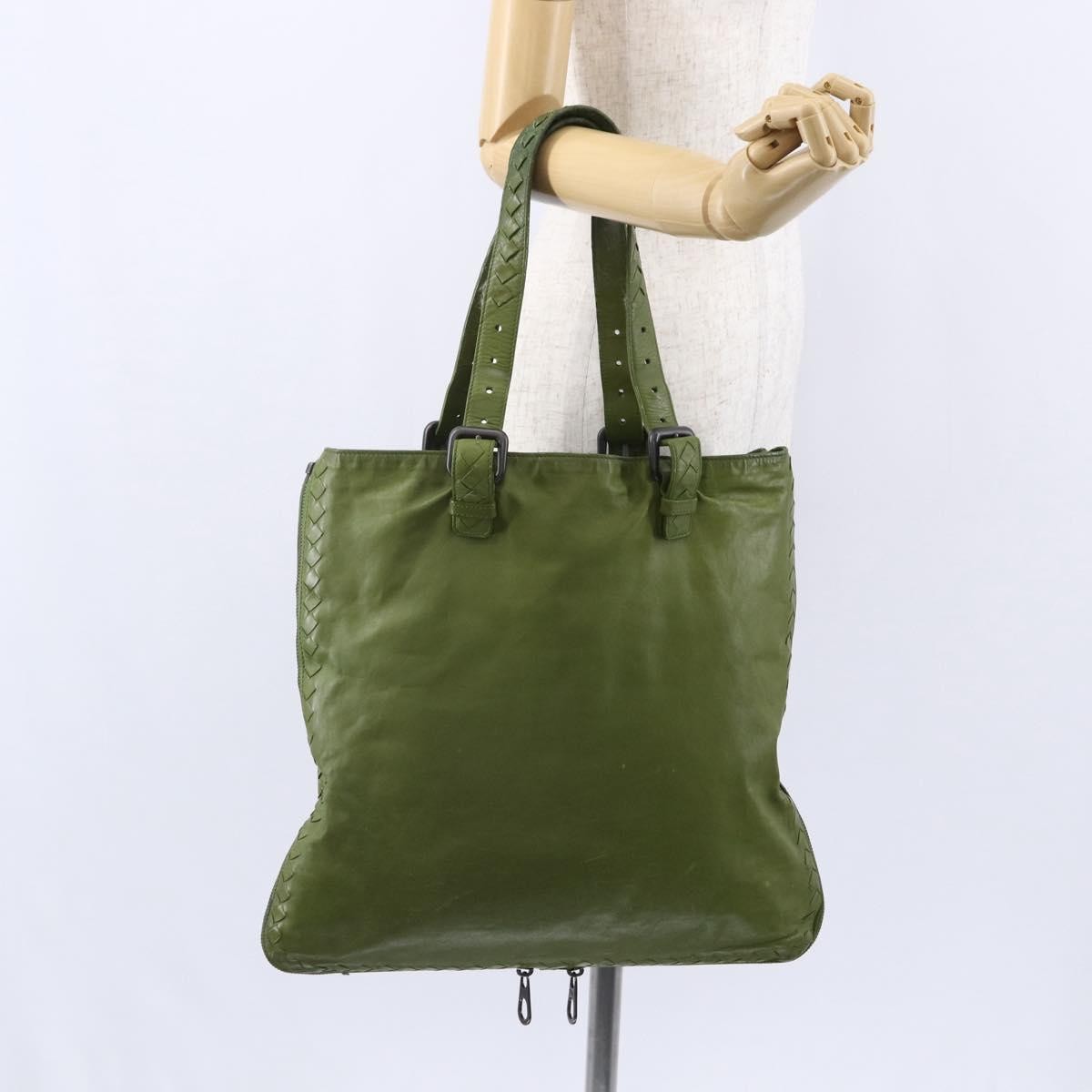 Bottega Veneta Intrecciato Leather Green Leather Shoulder Bag Bag