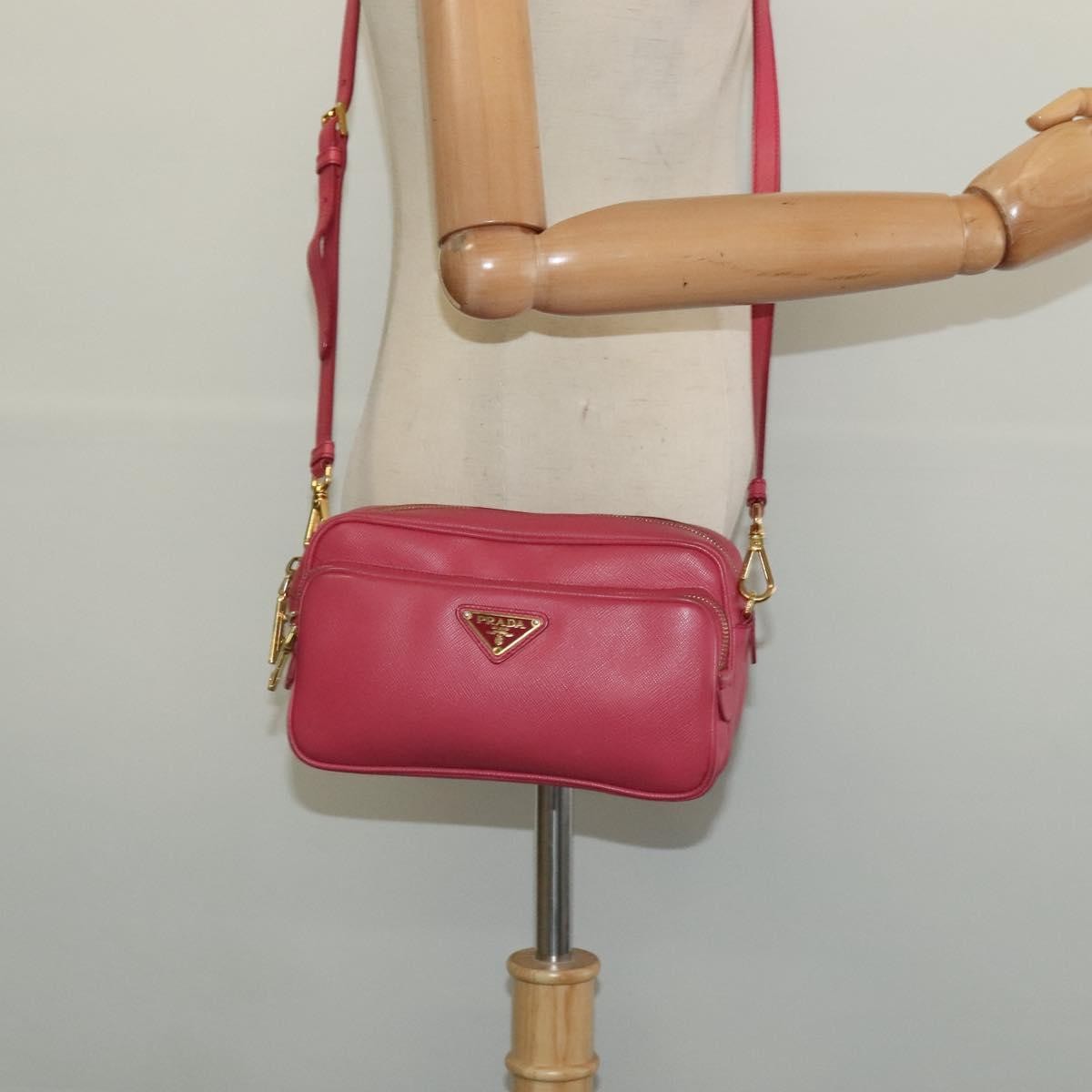 Prada Front Pocket Crossbody Bag Saffiano Leather Pink Leather Shoulder Bag Bag