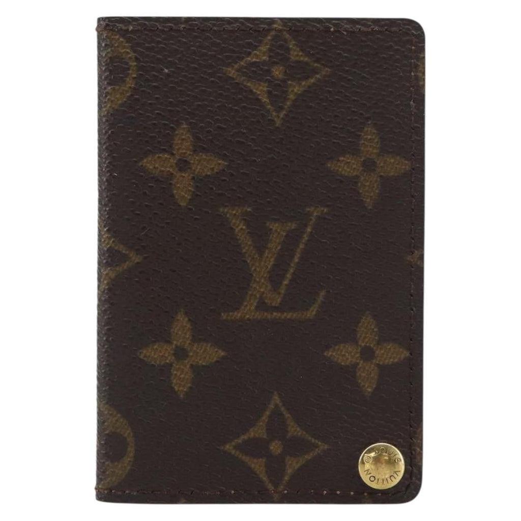 Louis Vuitton Porte Cartes Pression Card Case Monogram Canvas Brown Canvas Card Holders Accessory