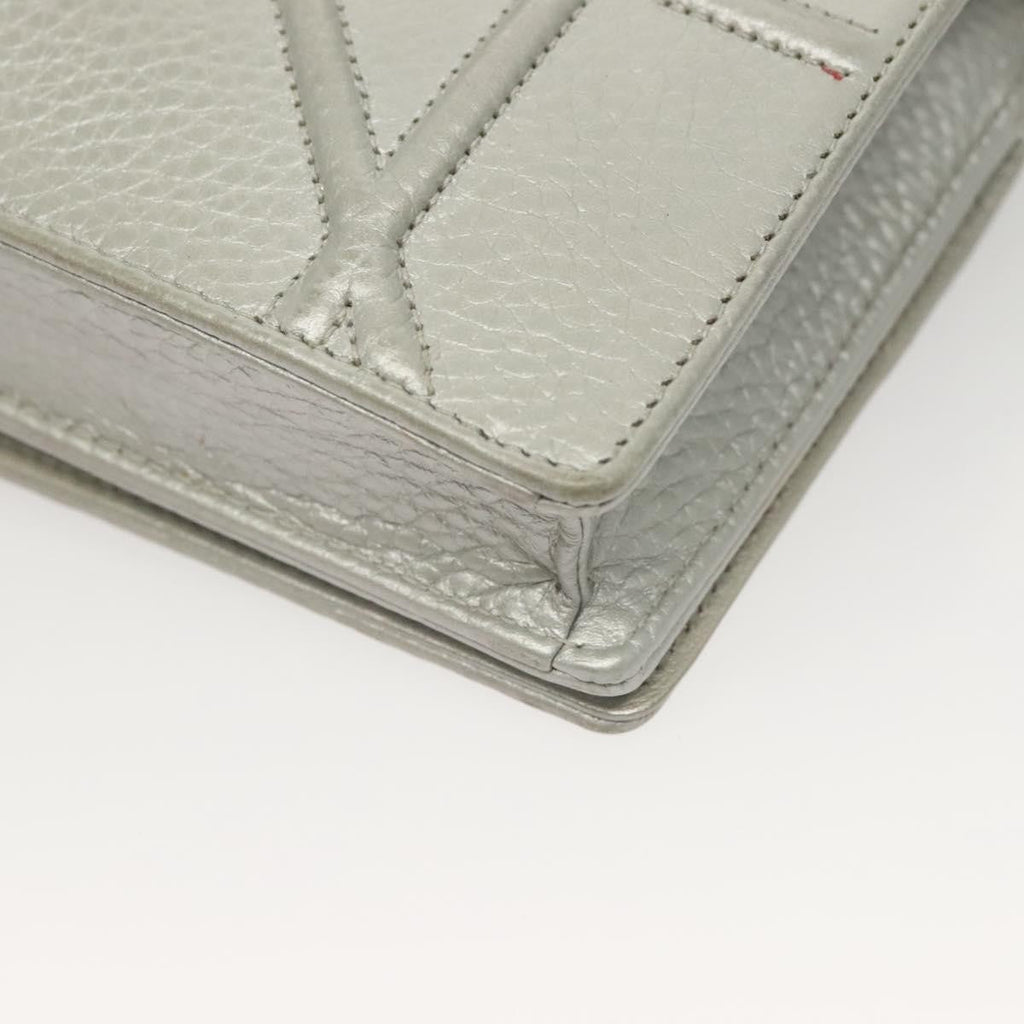 Christian Dior Diorama Wallet On Chain Leather Silver Leather Bag (Pre-Owned)