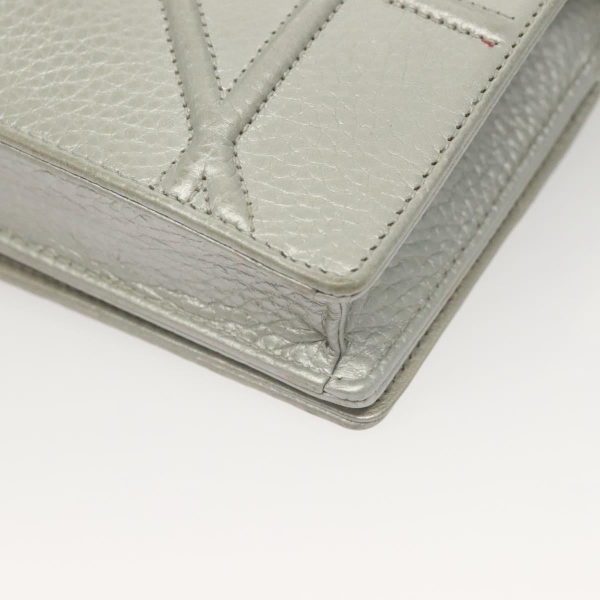 Christian Dior Diorama Wallet On Chain Leather Silver Leather Bag (Pre-Owned)