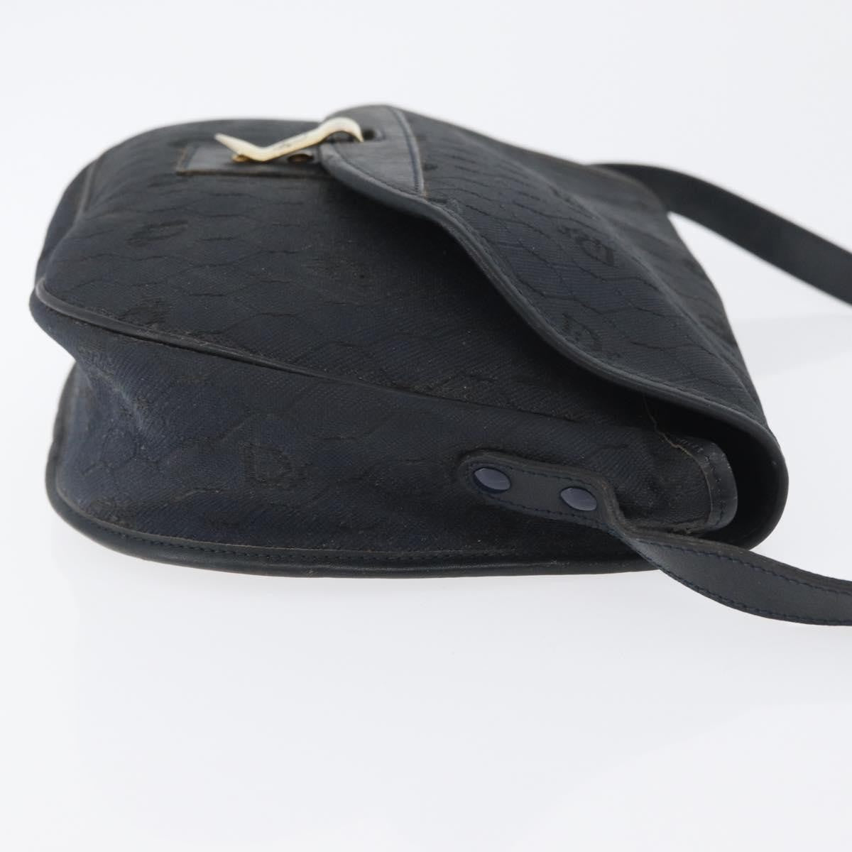 Christian Dior Vintage Honeycomb Flap Crossbody Bag Canvas And Leather Black Canvas Shoulder Bag Bag (Pre-Owned)