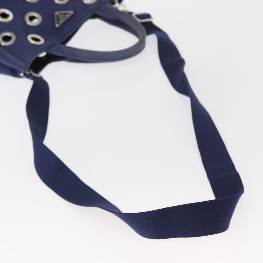 Prada Canapa Convertible Tote Grommet Embellished Canvas Blue Canvas Tote Bag Bag