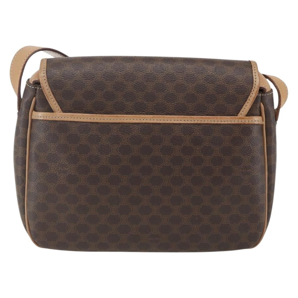Celine Vintage Macadam Shoulder Bag Canvas And Leather Brown Canvas Shoulder Bag Bag