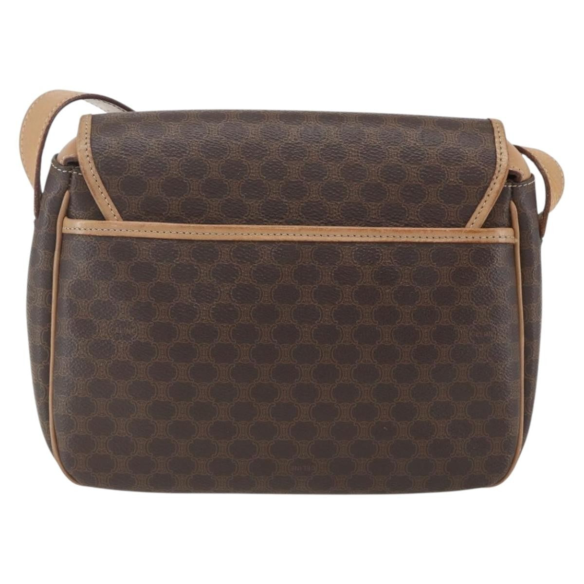 Celine Vintage Macadam Shoulder Bag Canvas And Leather Brown Canvas Shoulder Bag Bag
