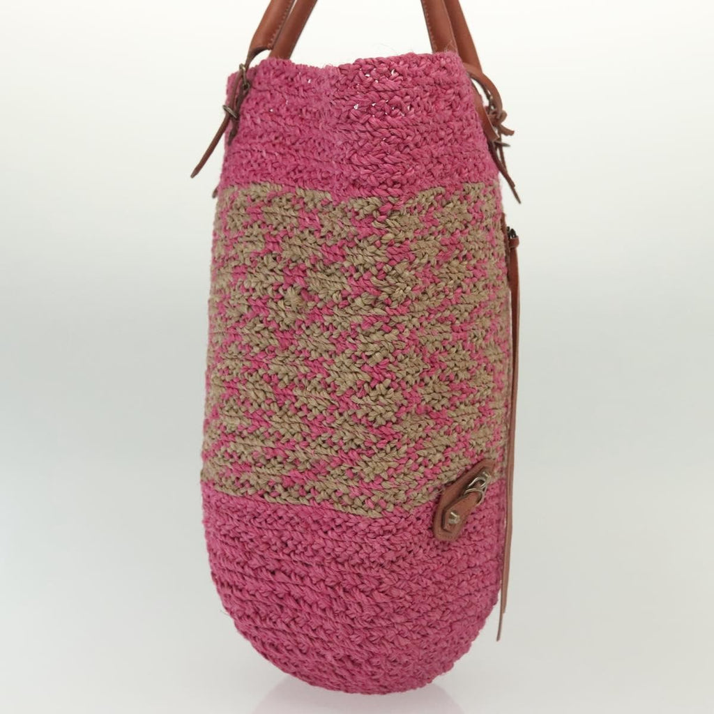 Balenciaga Panier Basket Tote Woven Raffia Pink Wood Tote Bag
