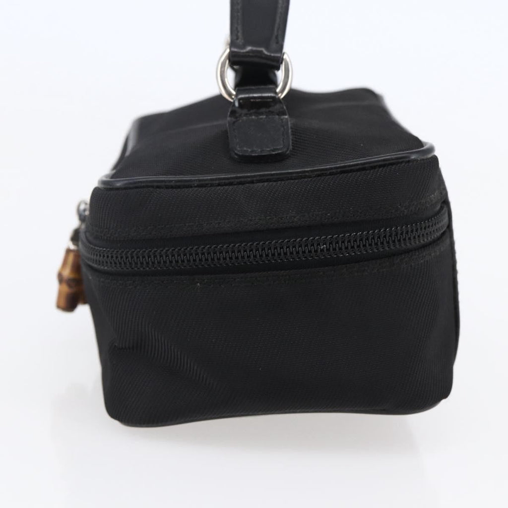 Gucci Vintage Bamboo Vanity Case Nylon Black Nylon Handbag (Pre-Owned)