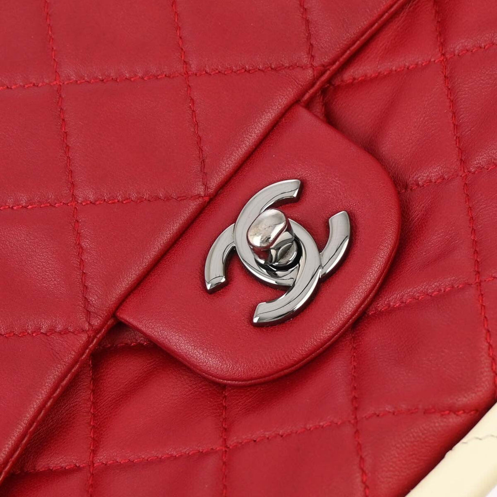 Chanel Hula Hoop Bag Quilted Lambskin Red Lamb Handbag