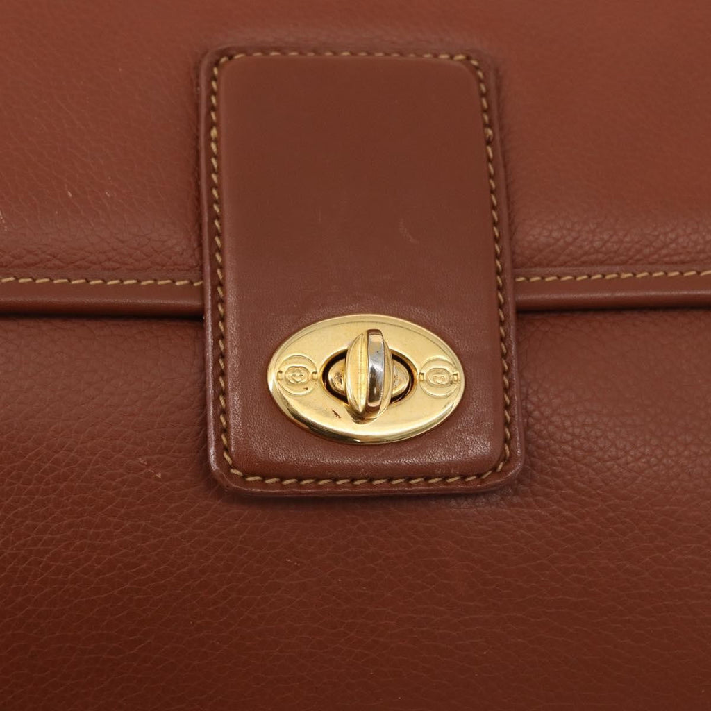 Gucci Vintage Handbag Leather Brown Leather Handbag (Pre-Owned)