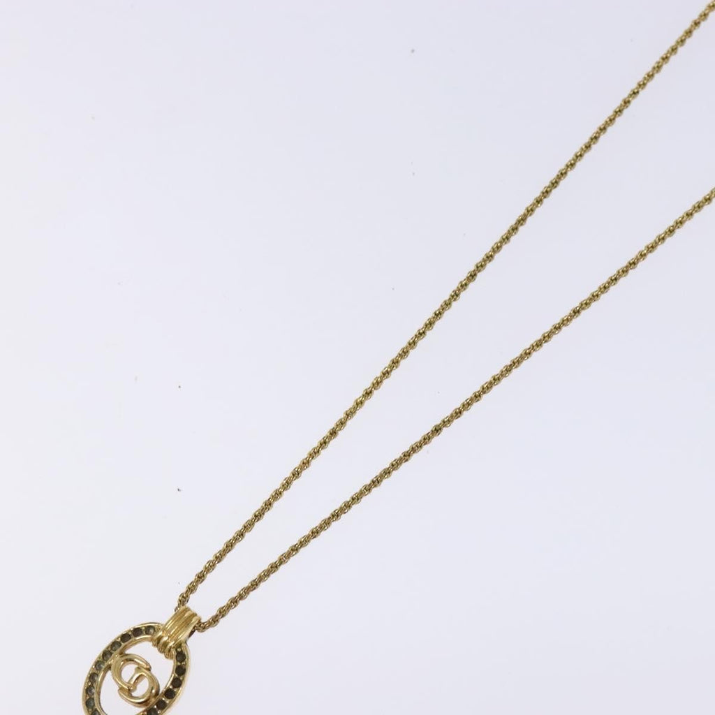 Christian Dior Cd Round Pendant Necklace Metal And Crystals Gold Metal Jewelry (Pre-Owned)