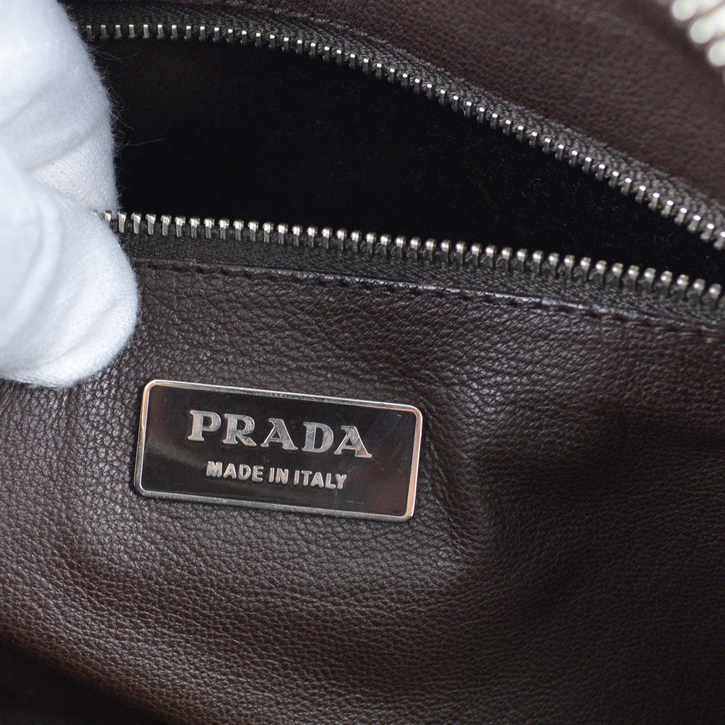 Prada Bowler Bag Saffiano Leather Beige Leather Handbag