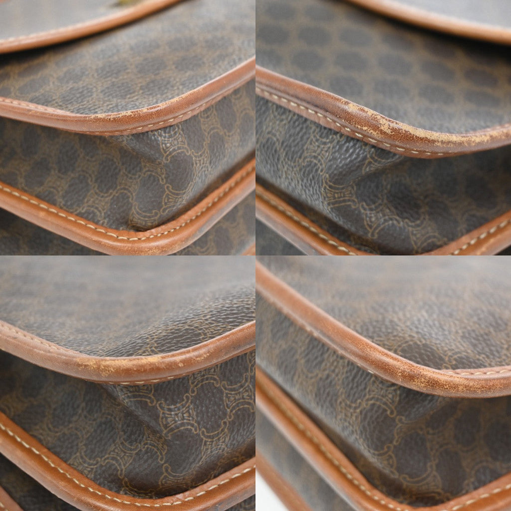 Celine Vintage Macadam Shoulder Bag Canvas And Leather Brown Canvas Shoulder Bag Bag