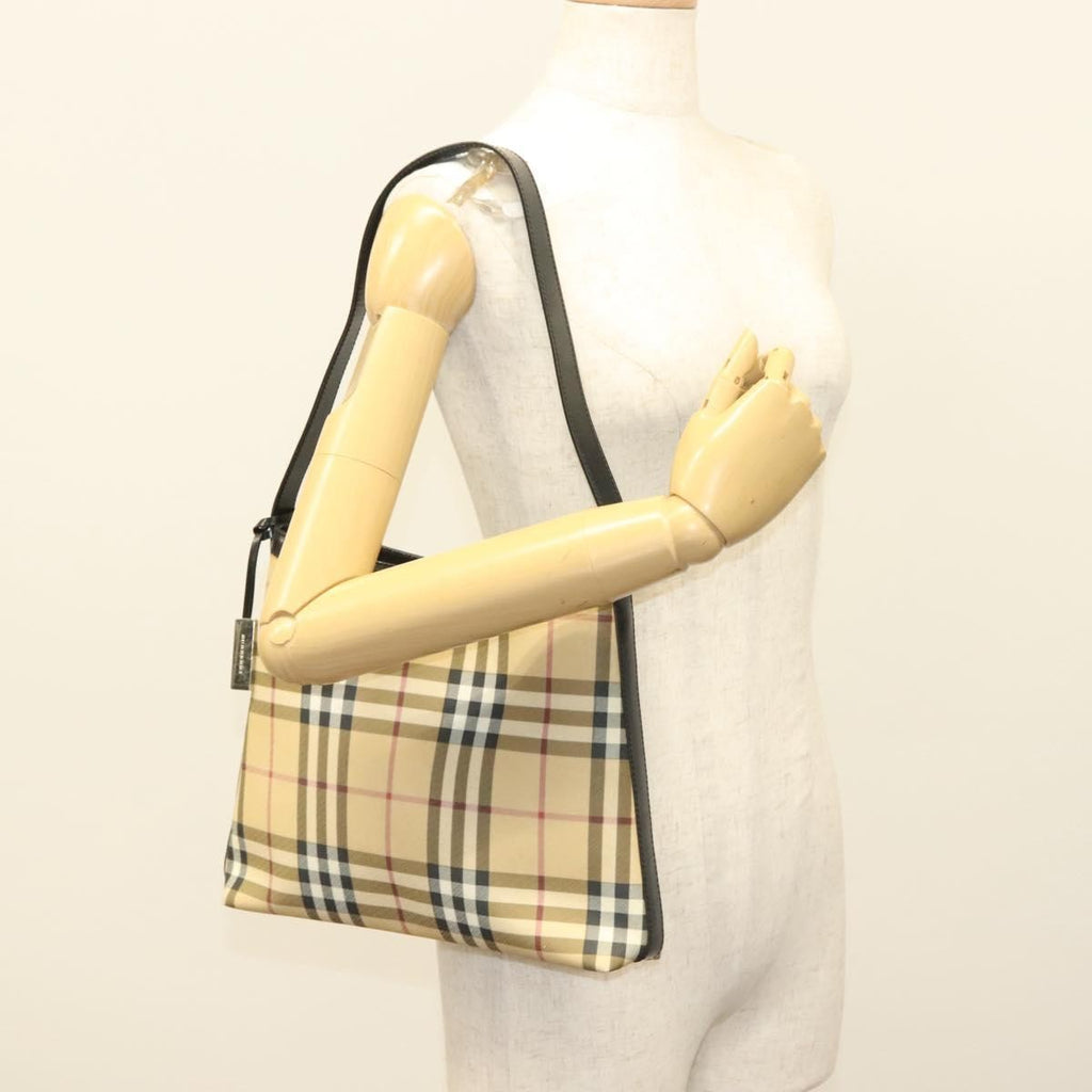 Burberry Shoulder Bag Nova Check Canvas Beige Pvc Bag