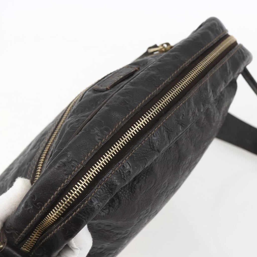 Gucci Front Zip Messenger Guccissima Leather Brown Leather Shoulder Bag Bag (Pre-Owned)
