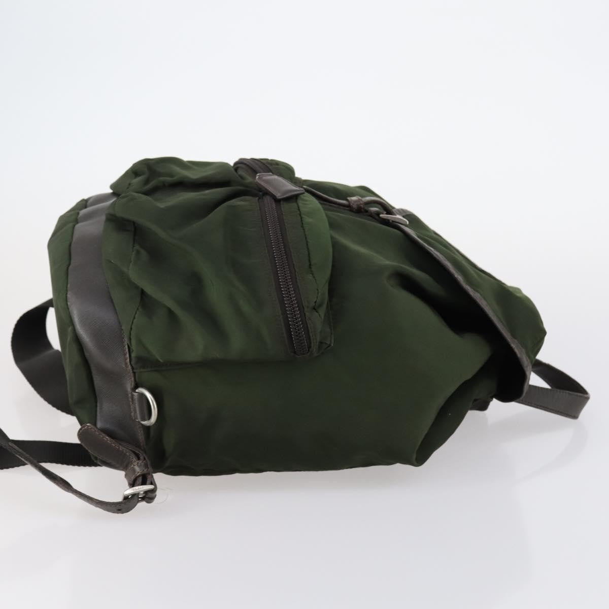Prada Double Front Pocket Backpack Tessuto Khaki Nylon Backpack Bag