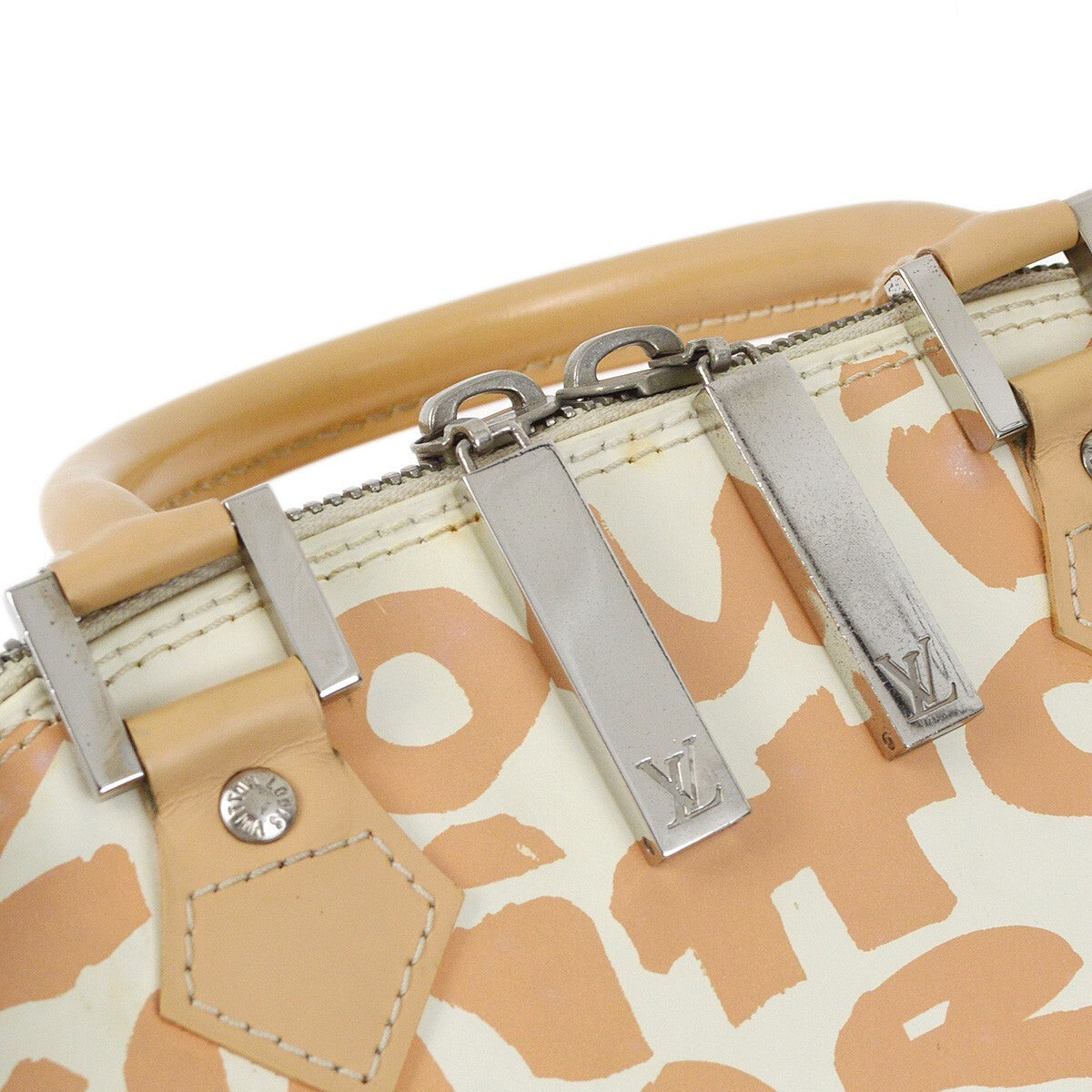 Louis Vuitton Alma Handbag Limited Edition Graffiti Leather Beige Leather Handbag