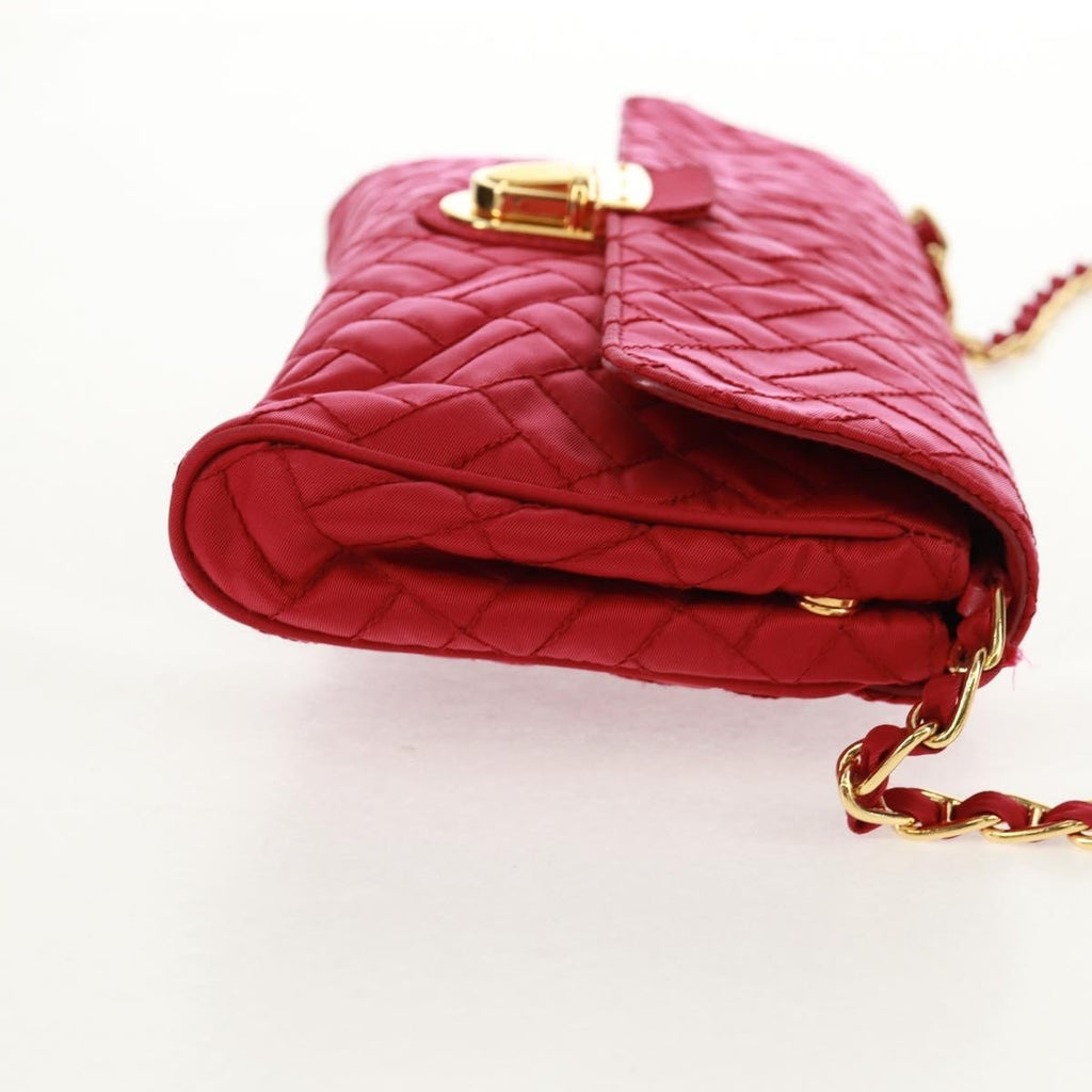 Prada Pushlock Chain Flap Bag Quilted Tessuto Red Nylon Shoulder Bag Bag