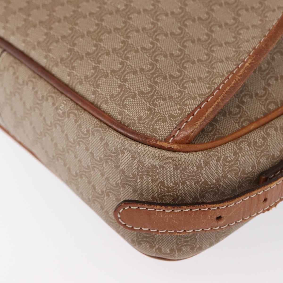 Celine Vintage Macadam Shoulder Bag Canvas And Leather Beige Canvas Shoulder Bag Bag