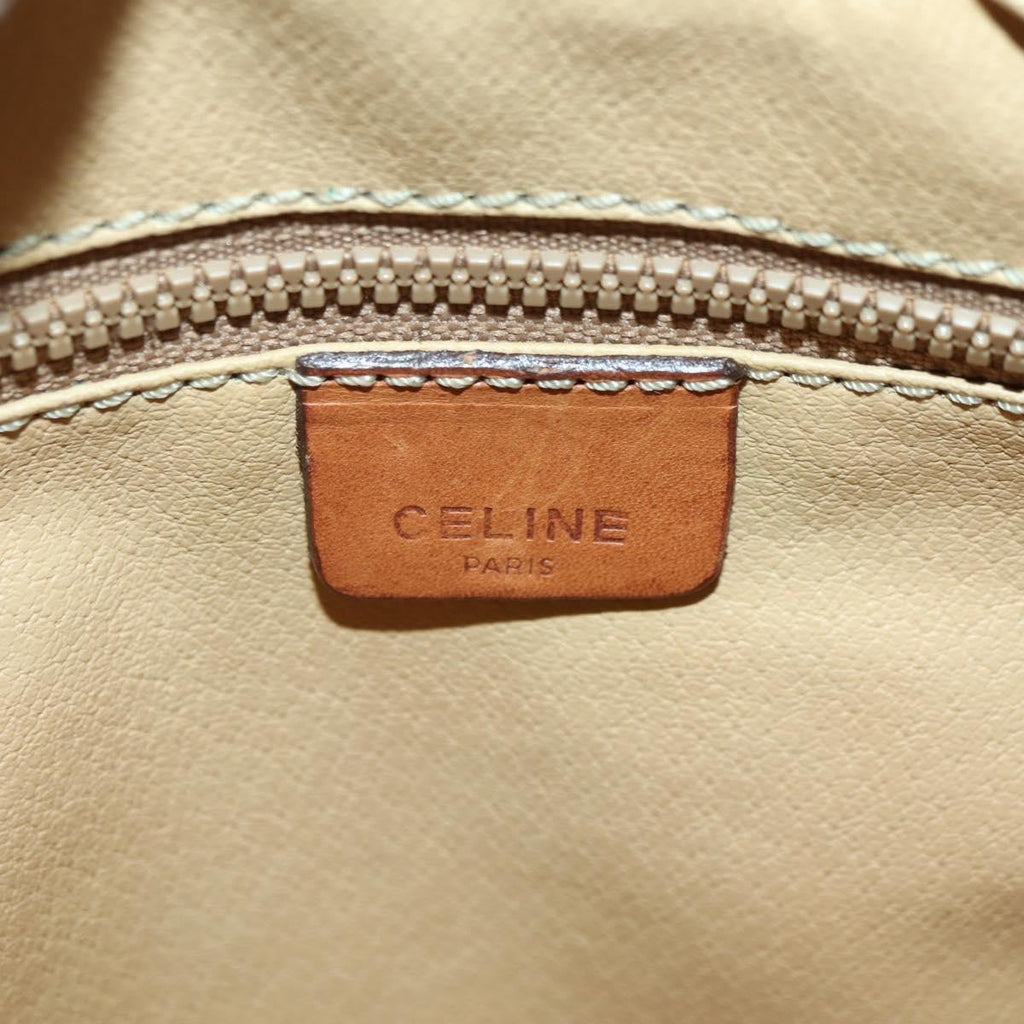 Celine Vintage Macadam Shoulder Bag Canvas And Leather Beige Canvas Shoulder Bag Bag
