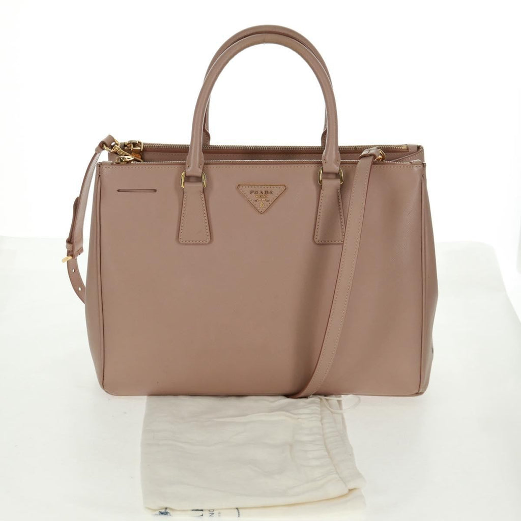 Prada Double Zip Lux Tote Saffiano Leather Pink Leather Tote Bag Bag